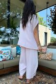 Sandbar Linen Blend Drape Front Cap Sleeve Gilet Rosewater